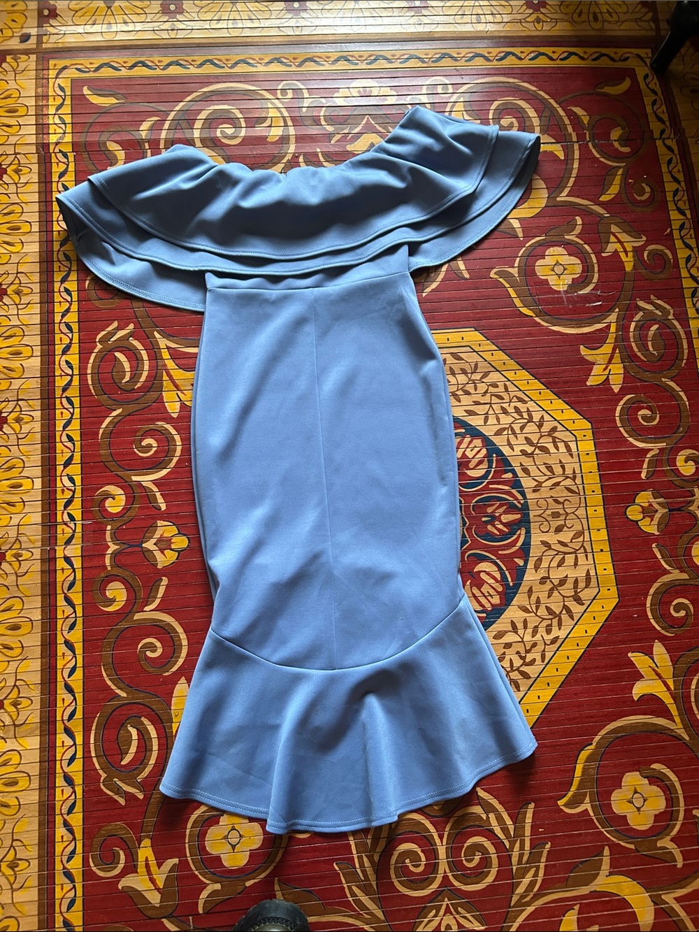 ASOS Powder Blue One-Shoulder Ruffle Hem Dress - Picture 3 of 3